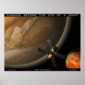 Het passeren voor het oog van een reus poster