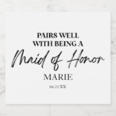 Het past goed bij een eervolle bruidsmeisje sparkling wijnetiket (Enkel label)