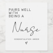 Het past goed bij het Afstudeerder van de verpleeg Wijn Etiket (Enkel label)