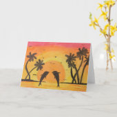 Het pastel van de olie van een zonsondergang en kaart (Gele Bloem)