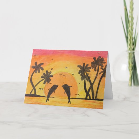 Het pastel van de olie van een zonsondergang en kaart (Voorkant)