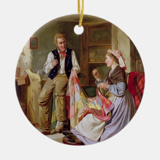 Het patchwork-kwilt keramisch ornament (Voorkant)