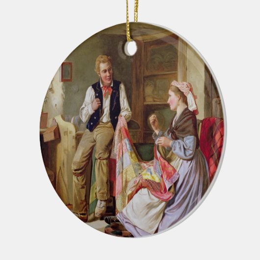 Het patchwork-kwilt keramisch ornament (Links)