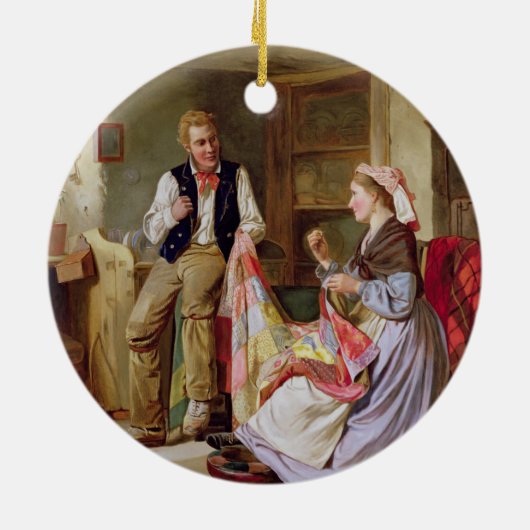 Het patchwork-kwilt keramisch ornament (Achterkant)