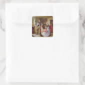 Het patchwork-kwilt vierkante sticker (Tas)