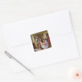 Het patchwork-kwilt vierkante sticker (Envelop)
