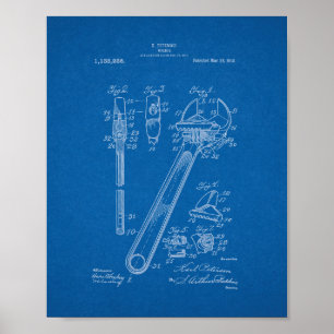 Het patent van de moersleutel - Blauwdruk Poster