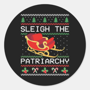 Het Patriarchaat Feministische Kerstminnaar Vrouwe Ronde Sticker
