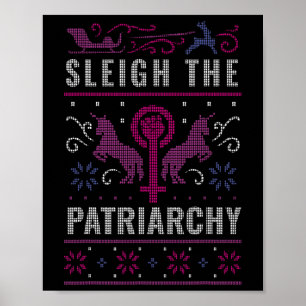 Het patriarchaat feministische lelijke kersttrui poster