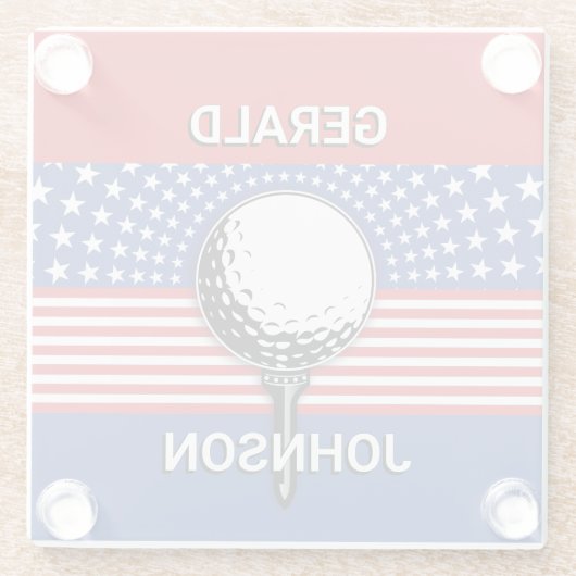Het patriottische golfontwerp van Amerika Glazen Onderzetter (Achterkant)
