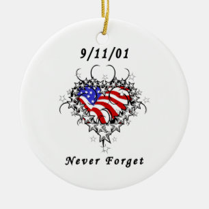 Het Patriottische Tattoo van 9/11/01 Keramisch Ornament