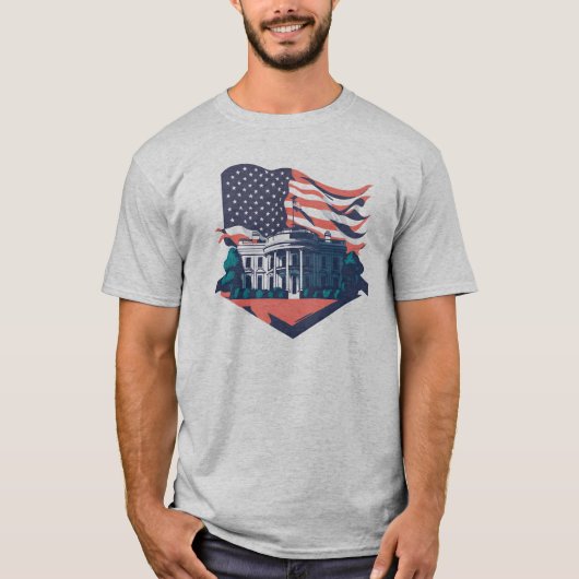 Het Patriottische Witte Huis, Retro T-shirt (Voorkant)