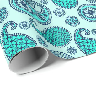 Het patroon, het turkoois, aqua en de marine van cadeaupapier