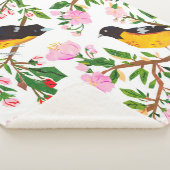 Het patroon is met vogels en bloemen. Het is creat Sherpa Deken (3/4)