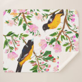 Het patroon is met vogels en bloemen. Het is creat Sherpa Deken (Voorkant (horizontaal))