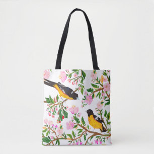 Het patroon is met vogels en bloemen. Het is creat Tote Bag