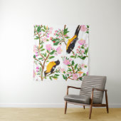 Het patroon is met vogels en bloemen. Het is creat Wandkleed (In Situ (horizontaal))