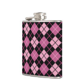 Het Patroon van Argyle in Zwarte en Roze Heupfles (Links)