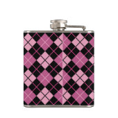 Het Patroon van Argyle in Zwarte en Roze Heupfles (Achterkant)