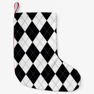 Het patroon van Argyle naadloos in zwart-wit. Geom Kleine Kerstsok
