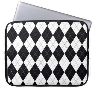 Het patroon van Argyle naadloos in zwart-wit. Geom Laptop Sleeve