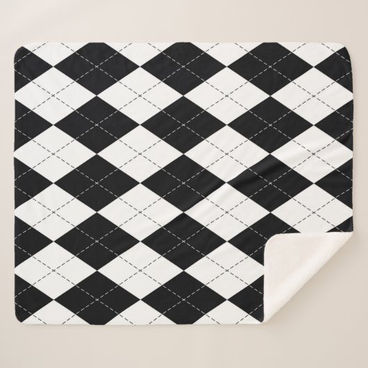 Het patroon van Argyle naadloos in zwart-wit. Geom Sherpa Deken (Voorkant (horizontaal))