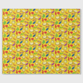 Het Patroon van boeken op Geel Cadeaupapier (Vlak)