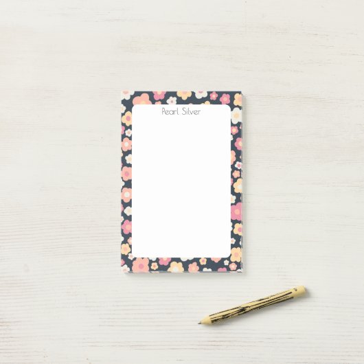 Het Patroon van Daisies CUSTOM Grafisch Monogram G Post-it® Notes (Op bureau)