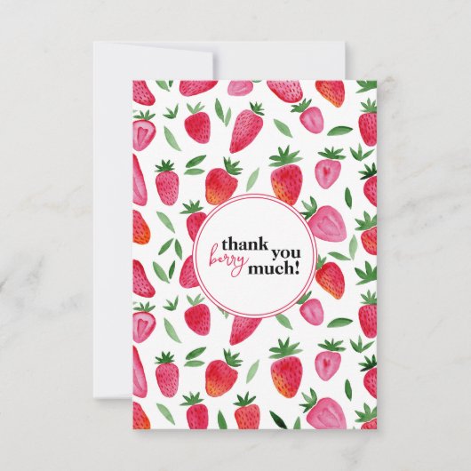Het patroon van de aardbeien in de waterverf is te bedankkaart (Voorkant)