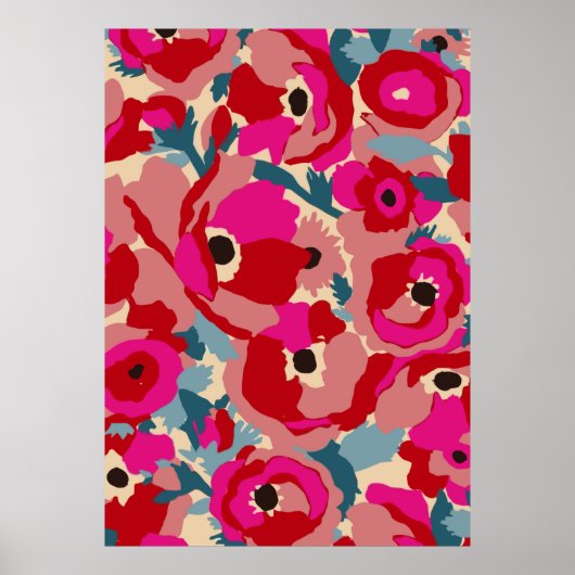 Het patroon van de bloem van de illustratie. Flora Poster (Voorkant)