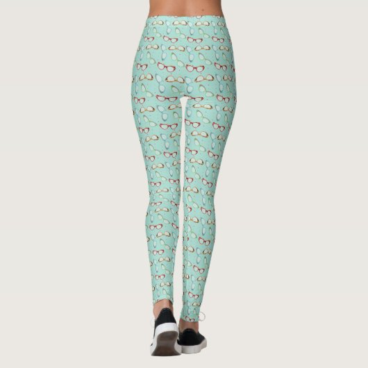 Het Patroon van de Brillen van de vangst blauwgroe Leggings (Achterkant)