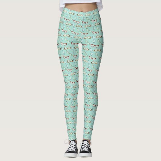 Het Patroon van de Brillen van de vangst blauwgroe Leggings (Voorkant)
