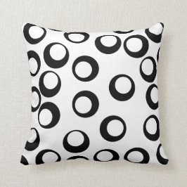 Het patroon van de cirkels van de zwarte en Witte  Kussen