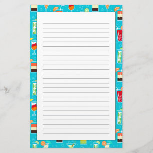 Het Patroon van de cocktail op Blauwgroen Briefpapier