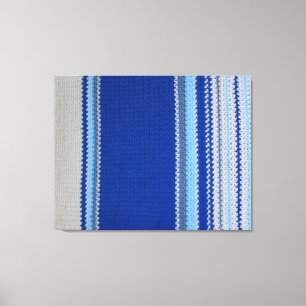 Het Patroon van de haken - Blauwe Stripes Canvas Afdruk