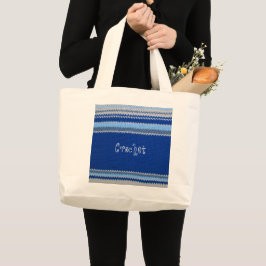 Het Patroon van de haken - Blauwe Stripes Grote Tote Bag