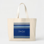 Het Patroon van de haken - Blauwe Stripes Grote Tote Bag (Voorkant)