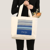 Het Patroon van de haken - Blauwe Stripes Grote Tote Bag (Voorkant (product))
