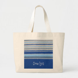 Het Patroon van de haken - Blauwe Stripes Grote Tote Bag