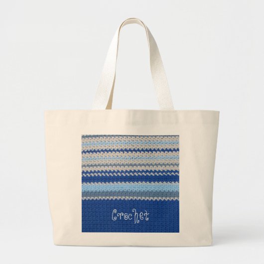 Het Patroon van de haken - Blauwe Stripes Grote Tote Bag (Voorkant)