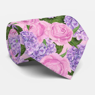 Het patroon van de hydrangea hortensia en van de stropdas
