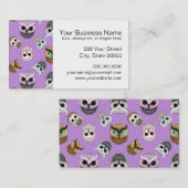 Het patroon van de Illustratie Owl op Paarse Achte Visitekaartje (Voorkant / Achterkant)