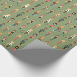 Het Patroon van de Illustraties van de Mensen van  Cadeaupapier