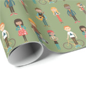 Het Patroon van de Illustraties van de Mensen van  Cadeaupapier (Rol Hoek)