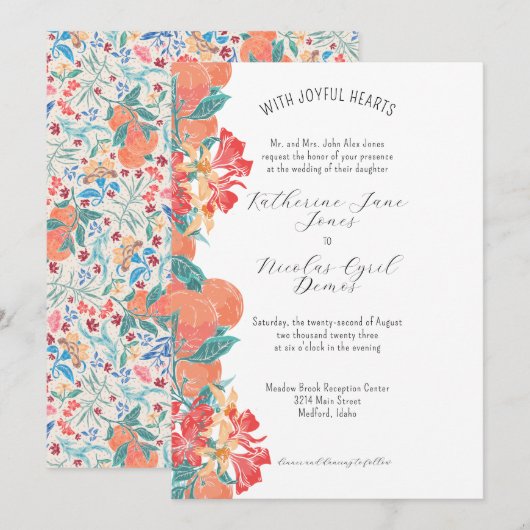 Het patroon van de Koraalvruchten en de Waterverf Kaart (Voorkant / Achterkant)