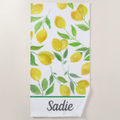 Het Patroon van de Lemons van de waterverf Persoon Strandlaken (Voorkant)