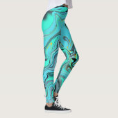 Het patroon van de marmer abstracte blauwe en groe leggings (Rechts)