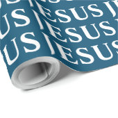 Het patroon van de Naam van JEZUS. Classic. Blauw  Cadeaupapier (Rol Hoek)