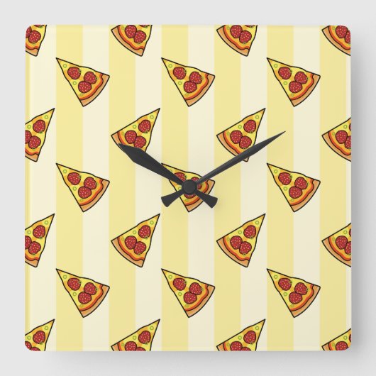 Het Patroon van de pizza Vierkante Klok (Voorkant)