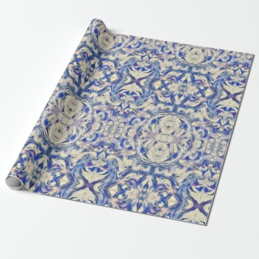 Het Patroon van de Tegel van Kaleidoscoop Delft in Cadeaupapier (Uitgerold)